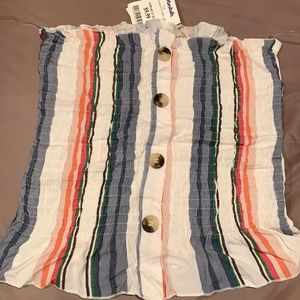 Button up, striped Tube top